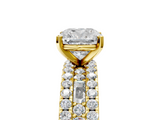 Yellow gold Cushion Solitaire Diamond with Pave and Channel Set Band_74