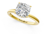 Yellow gold Cushion Solitaire Engagement Ring with Cathedral Band and Four-Prong Setting_22