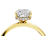 Yellow gold Cushion Solitaire Engagement Ring with Cathedral Band and Four-Prong Setting_25
