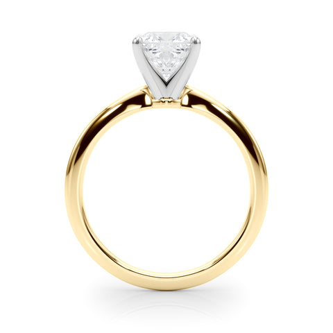 Yellow gold Cushion Solitaire Engagement Ring with Classic Band and Four-Prong Setting 2