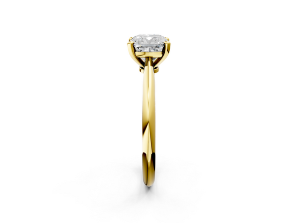 14K Yellow Gold 4.03 Carat E VVS2 Cushion Solitaire Engagement Ring with Classic Band and Four-Prong Setting