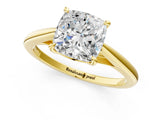 Yellow gold Cushion Solitaire Engagement Ring with Four-Prong Setting and Classic Band 1