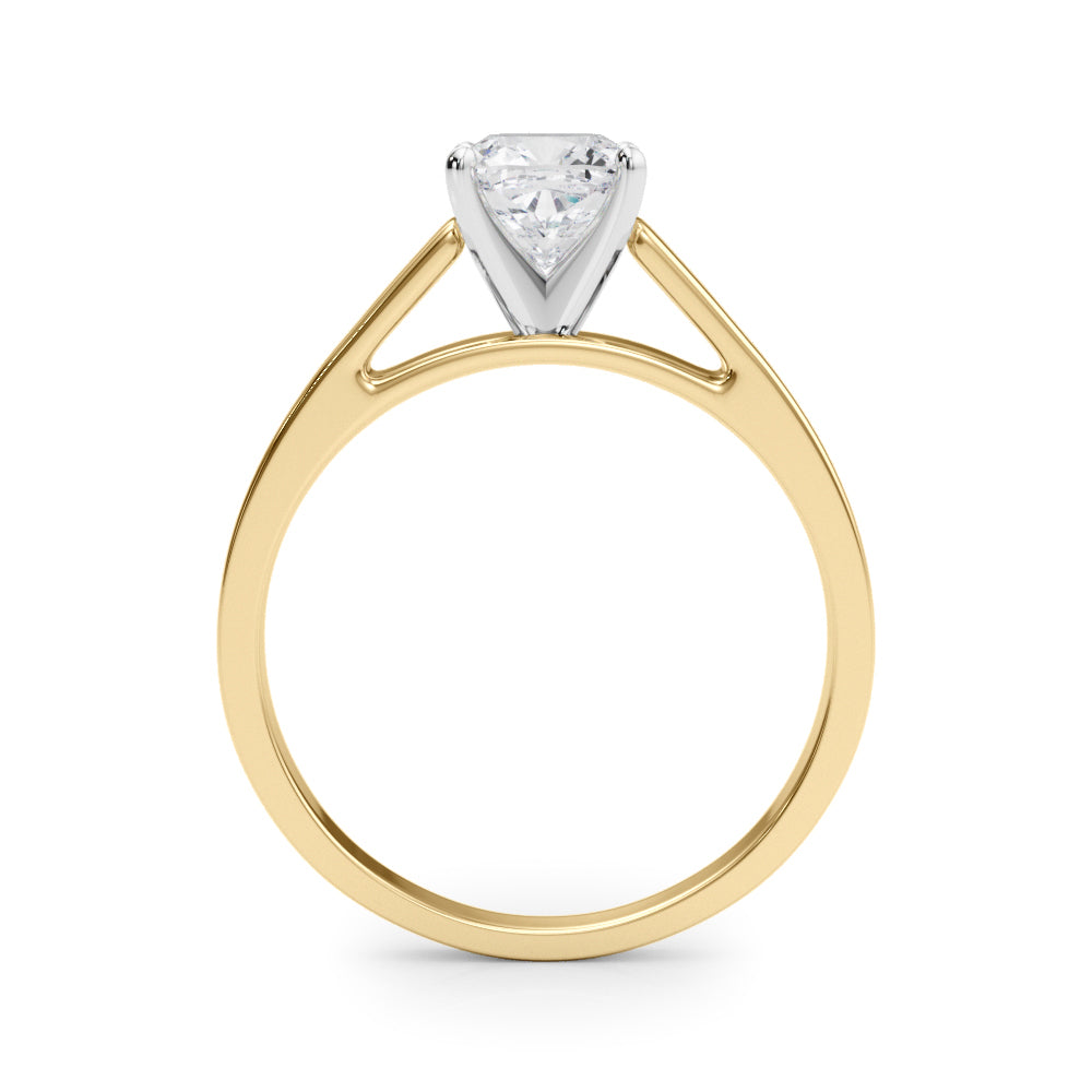 Yellow gold Cushion Solitaire Engagement Ring with Four-Prong Setting and Tapered Band 2