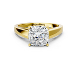 Yellow gold Cushion Solitaire Engagement Ring with Four-Prong Setting and Tapered Band_8