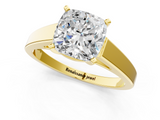 Yellow gold Cushion Solitaire Engagement Ring with Four-Prong Setting and Tapered Band_9