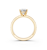 14K Yellow Gold 2.03 Carat D VVS2 Cushion Solitaire Engagement Ring with Scrollwork Band and Four-Prong Setting