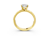 Yellow gold Cushion Solitaire Engagement Ring with Scrollwork Band and Four-Prong Setting_129
