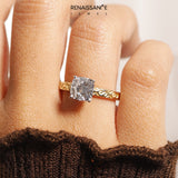 Yellow gold Cushion Solitaire Engagement Ring with Scrollwork Band and Four-Prong Setting_144
