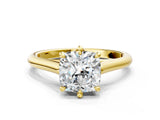 Yellow gold Cushion Solitaire Engagement Ring with Six-Prong Setting and Classic Band 1
