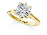 Yellow gold Cushion Solitaire Engagement Ring with Six-Prong Setting and Classic Band 2