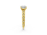 Yellow gold Cushion Solitaire Floral Milgrain Engagement Ring_33