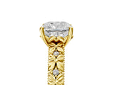 Yellow gold Cushion Solitaire Floral Milgrain Engagement Ring_36
