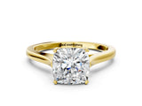 Yellow gold Cushion Solitaire Heart Prong Engagement Ring with Tapered Band_51