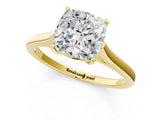 Yellow gold Cushion Solitaire Heart Prong Engagement Ring with Tapered Band_52