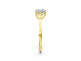 Yellow gold Cushion Solitaire Heart Prong Engagement Ring with Tapered Band_53