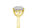 Yellow gold Cushion Solitaire Heart Prong Engagement Ring with Tapered Band_56