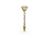 Yellow gold Cushion Solitaire Marquise Side Stone Prong Setting Ring_55