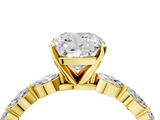 Yellow gold Cushion Solitaire Marquise Side Stone Prong Setting Ring_57