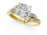 Yellow gold Cushion Solitaire Marquise Twist Band with Six-Prong Setting_87