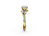 Yellow gold Cushion Solitaire Marquise Twist Band with Six-Prong Setting_88