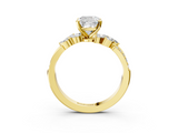 Yellow gold Cushion Solitaire Marquise Twist Band with Six-Prong Setting_89