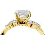 Yellow gold Cushion Solitaire Marquise Twist Band with Six-Prong Setting_90