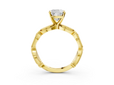Yellow gold Cushion Solitaire Milgrain Diamond Engagement Ring with Bezel and Marquise Band_63