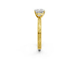 Yellow gold Cushion Solitaire Milgrain Engraved Band with Four-Prong Setting_6