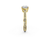 Yellow gold Cushion Solitaire Pavé Band Prong Setting Ring_22