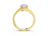 Yellow gold Cushion Solitaire Pavé Band Prong Setting Ring_23