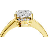 Yellow gold Cushion Solitaire Pavé Band Prong Setting Ring_24