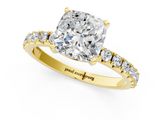 Yellow gold Cushion Solitaire Pavé Band with Four-Prong Setting_146