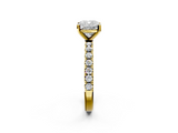 Yellow gold Cushion Solitaire Pavé Band with Four-Prong Setting_147