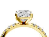 Yellow gold Cushion Solitaire Pavé Band with Four-Prong Setting_149