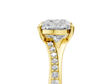Yellow gold Cushion Solitaire Pavé Band with Four-Prong Setting_41