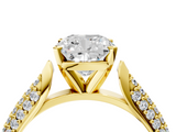 Yellow gold Cushion Solitaire Pavé Diamond Engagement Ring with Four-Prong Setting_144