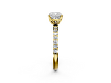 Yellow gold Cushion Solitaire Pavé Diamond Engagement Ring with Four-Prong Setting_47