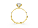 Yellow gold Cushion Solitaire Pavé Diamond Engagement Ring with Four-Prong Setting_48