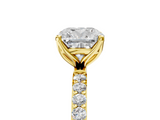 Yellow gold Cushion Solitaire Pavé Diamond Engagement Ring with Four-Prong Setting_50