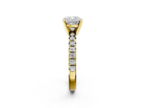 Yellow gold Cushion Solitaire Pave Diamond Engagement Ring with Four-Prong Setting_335