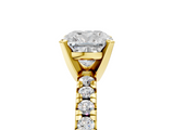 Yellow gold Cushion Solitaire Pave Diamond Engagement Ring with Four-Prong Setting_338
