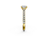 Yellow gold Cushion Solitaire Pave Diamond Engagement Ring with Prong Setting_34