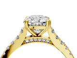 Yellow gold Cushion Solitaire Pave Diamond Engagement Ring with Prong Setting_36