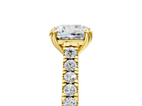 Yellow gold Cushion Solitaire Pave Diamond Engagement Ring with Prong Setting_37