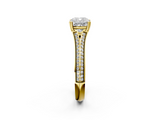 Yellow gold Cushion Solitaire Pave Split Shank Engagement Ring with Six-Prong Setting_47