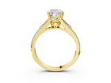 Yellow gold Cushion Solitaire Pave Split Shank Engagement Ring with Six-Prong Setting_48
