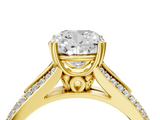 Yellow gold Cushion Solitaire Pave Split Shank Engagement Ring with Six-Prong Setting_49