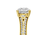 Yellow gold Cushion Solitaire Pave Split Shank Engagement Ring with Six-Prong Setting_50