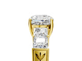 Yellow gold Cushion Solitaire Princess Side Stone Engraved Band Prong Setting Ring_8