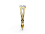 Yellow gold Cushion Solitaire Split Shank Pavé Diamond Engagement Ring_296